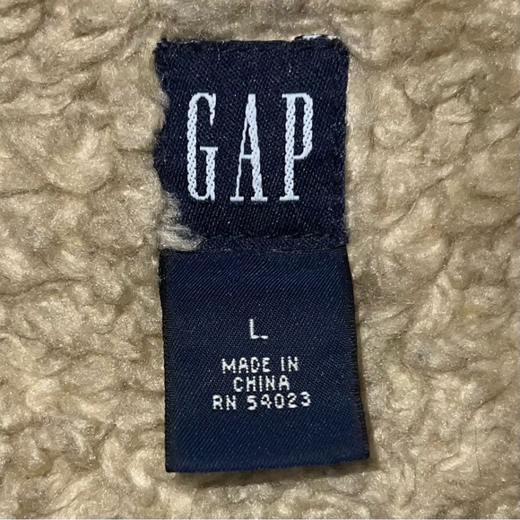 Gap Women's Denim Bomber Jacket Furry Fleece Lining Snap Button Size Large - Picture 6 of 7